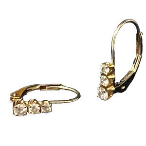 Vintage CID 14K Gold Graduated Diamond Oval Leverback Earrings by Clyde Duneier